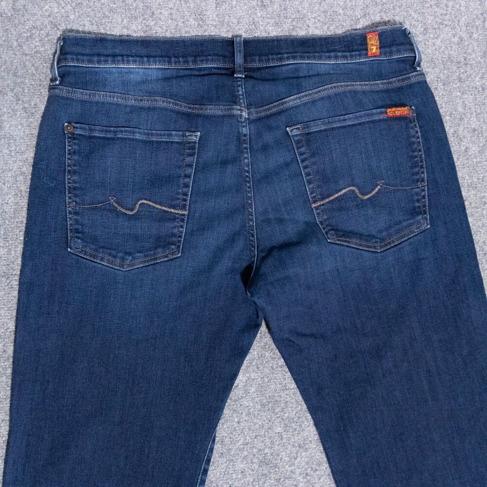 7 For All Mankind Austyn Relaxed Straight Jeans Men's 36x30 Stretch Dark Blue - Picture 5 of 5